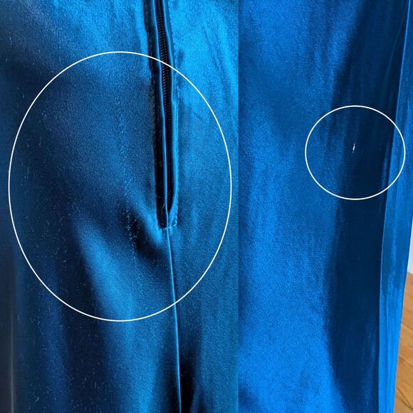 Vintage Y2K Zum Zum Blue Silky Evening Gown Maxi Prom Dress Sequins Size 4 - Picture 7 of 10